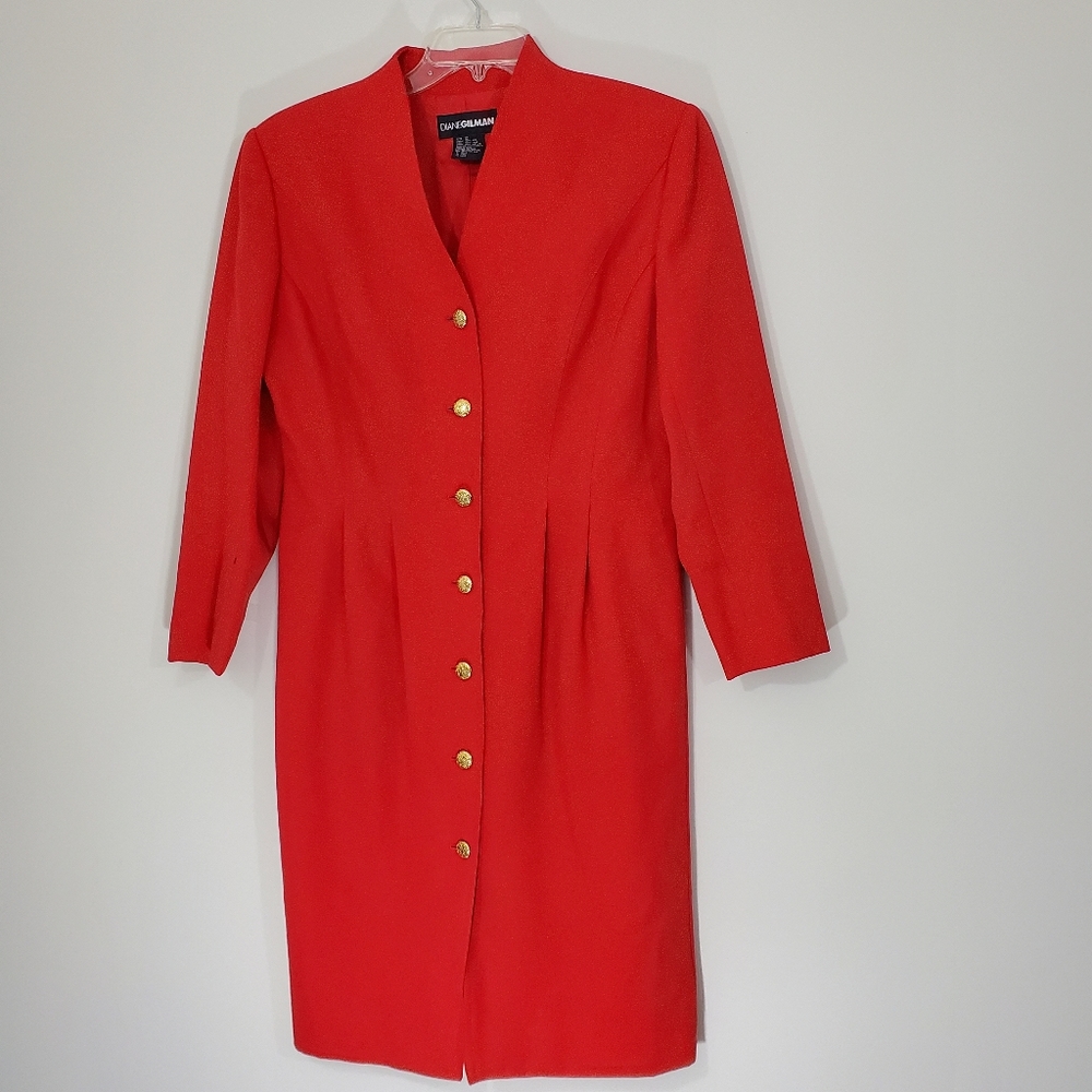 Diane Gilman Red 100% Wool Dress, Size 12